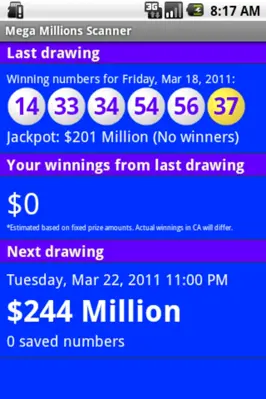 Mega Millions Scanner Lite android App screenshot 3